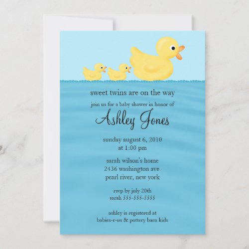 Twins Duck Baby Shower Invite