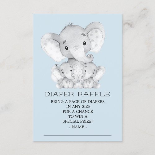 Twins Elephant Baby Shower Diaper Raffle Ticket Enclosure Card