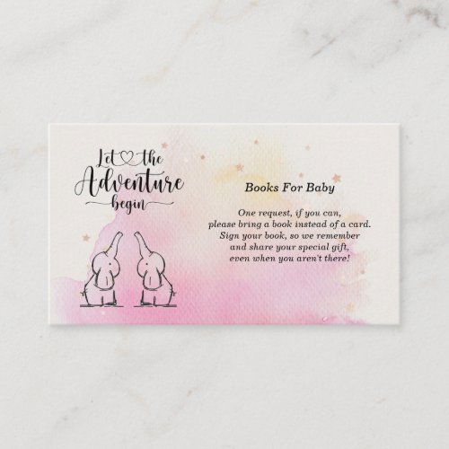 Twins Elephants Baby Shower Books For Baby Enclosu Enclosure Card