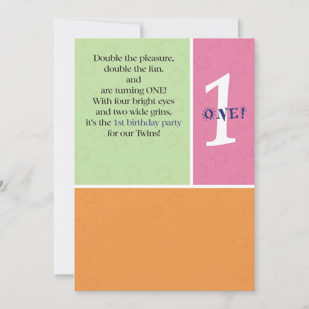 Twins First Birthday Invitation Zazzle