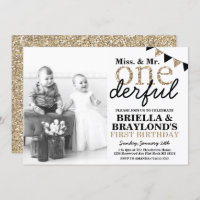 Twins First Birthday Onederful Invitation