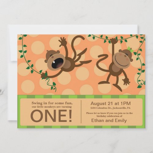 Twin's first birthday party invitations.