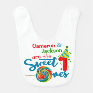 Twin's First Birthday Personalized Bib