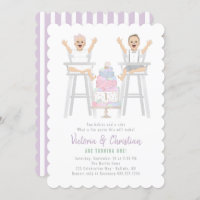 Twins First Birthday Smash Cake Invitation