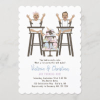 Twins First Birthday Smash Cake Invitation