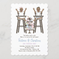 Twins First Birthday Smash Cake Invitation