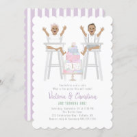 Twins First Birthday Smash Cake Invitation