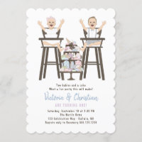 Twins First Birthday Smash Cake Invitation