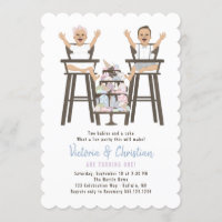 Twins First Birthday Smash Cake Invitation