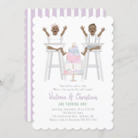 Twins First Birthday Smash Cake Invitation