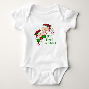 Twins First Christmas Candy Cane Baby Bodysuit