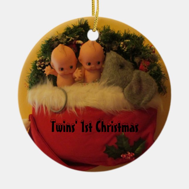 Twins' First Christmas Ceramic Ornament (Front)