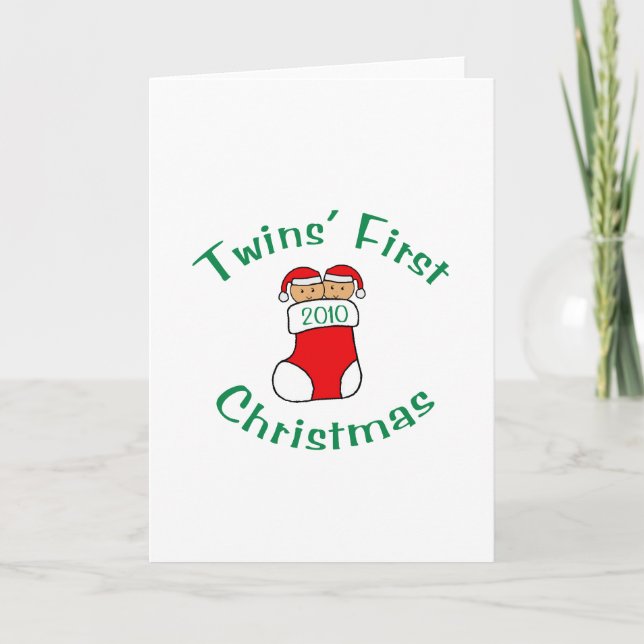 Twins First Christmas Holiday Card (Front)