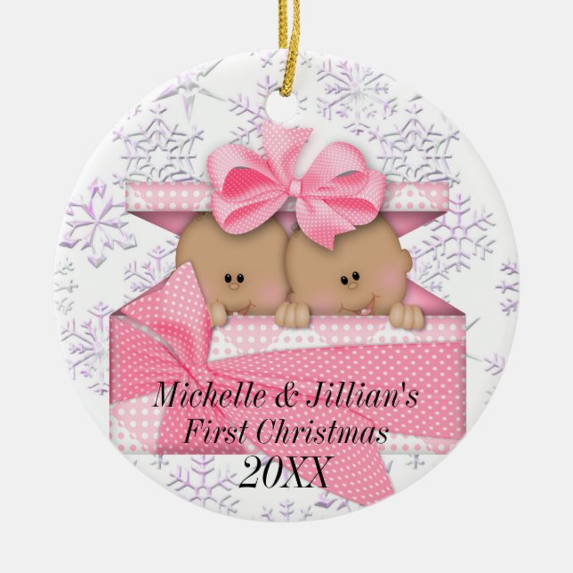 Twins First Christmas Ornament (Front)