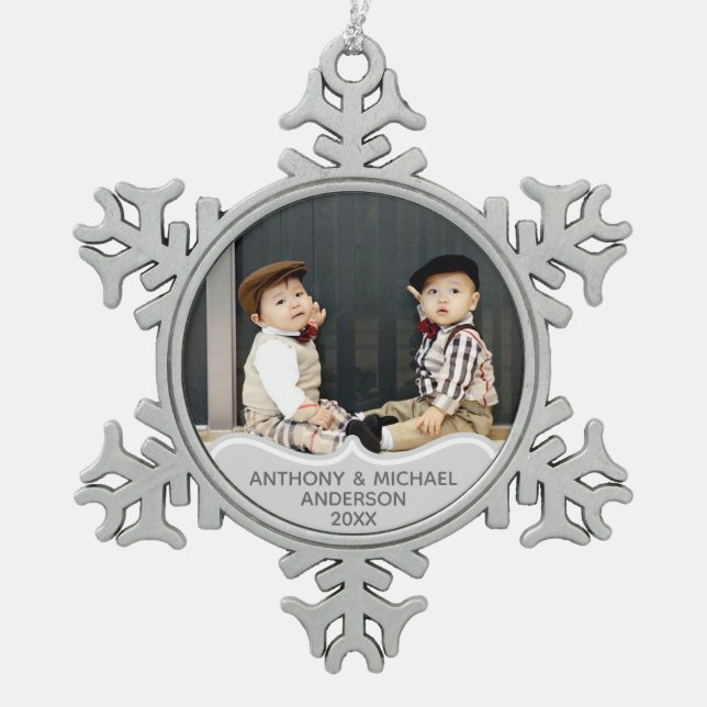 TWINS First Christmas PHOTO Ornament Babys (Front)