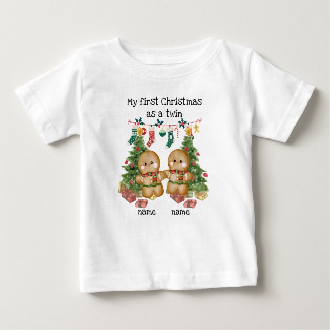 Twins first Christmas T-shirt (Front)