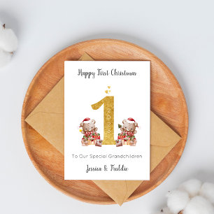 Twins First Christmas Teddy Bear Card