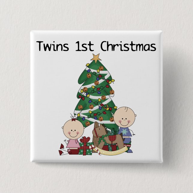 Twins First Christmas Tshirts and Gifts Pinback Button (Front)