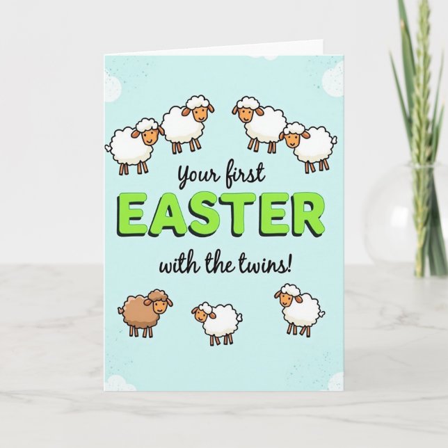 Twins First Easter Greeting Card (Front)