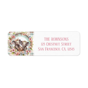 Twins First Easter Two Baby Elephants Label