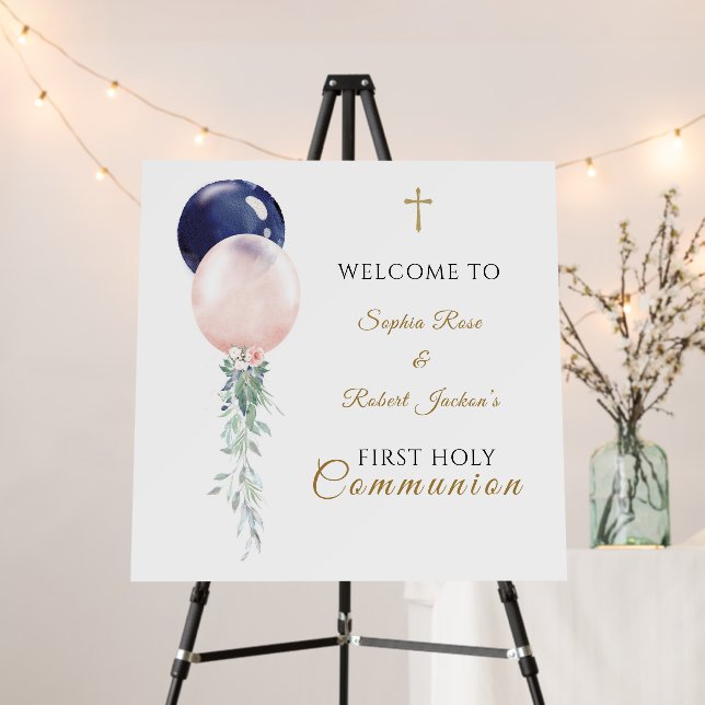 Twins First Holy Communion Welcome Foam Board (In Situ (Stand))