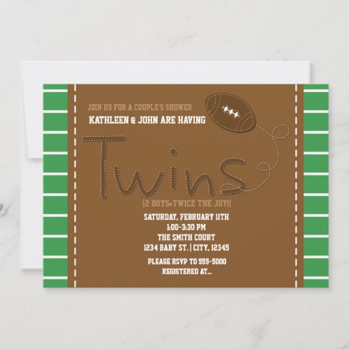 TWINS FOOTBALL Sports Baby Shower Invitation