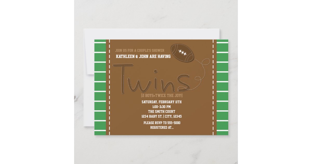 TWINS FOOTBALL Sports Baby Shower Invitation | Zazzle