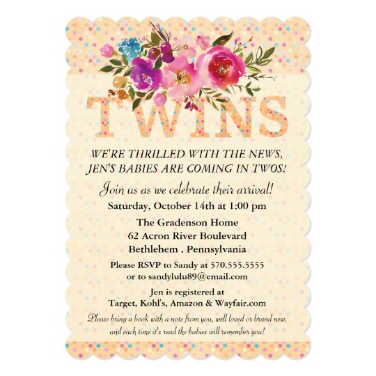 Twins Gender Neutral Baby Shower Invitation