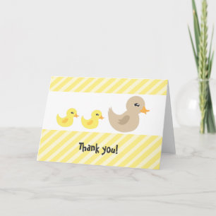 Twins Gender Neutral Duck Striped Baby Shower Letterpress Thank You Card