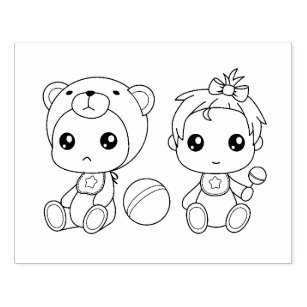 Cute Cartoon Twins Craft Supplies Zazzle