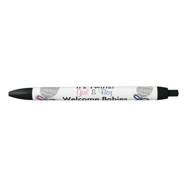Twins Girl Boy Birth Announcements Pen (Front)