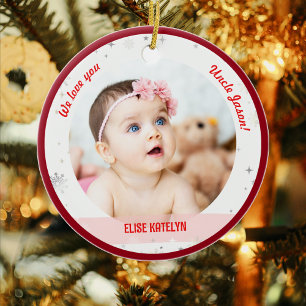 Twins Girl Boy Photos Uncle First Christmas Baby Ceramic Ornament