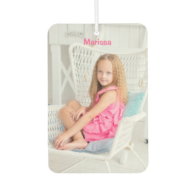 Twins Girls 2 Photos Names Personalized Custom Air Freshener (Front)