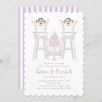 Twins Girls Birthday Smash Cake Invitation