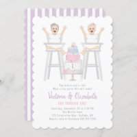 Twins Girls Birthday Smash Cake Invitation