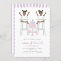 Twins Girls Birthday Smash Cake Invitation