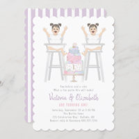 Twins Girls Birthday Smash Cake Invitation