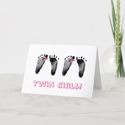 Twins Girls Congratulations  Card