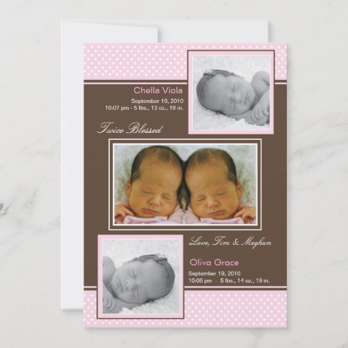 Twins Girls Girl Birth Announcement