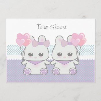 Twins Girls Shower Invitation by escapefromreality at Zazzle