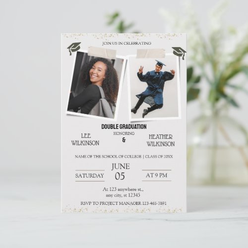 Twins graduation invitations