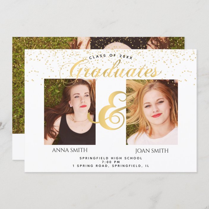 Twins Graduation Photo Invitation Zazzle Com