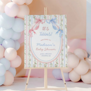 Twins Grandmillenial Coquette Baby Shower Foam Board