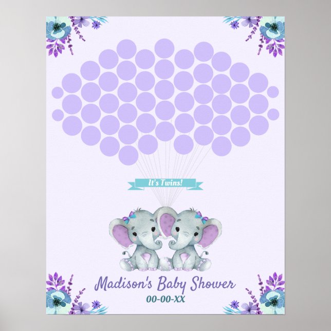 Twins Guest Book Alternative Signing Page Girls (Front)