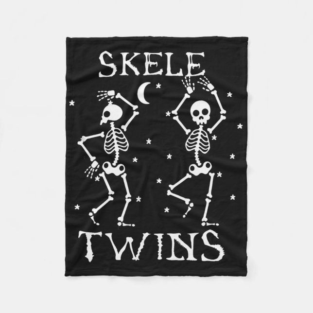 Twins Halloween Matching Skeletwins Funny Dancing  Fleece Blanket (Front)