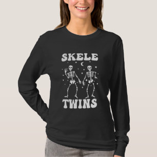 Twins Halloween Matching Skeletwins Funny Dancing T-Shirt