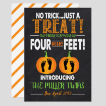 Twins Halloween Pregnancy Announcement Footprints