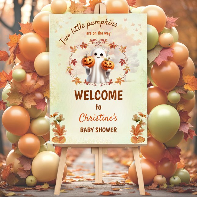 Twins Halloween Pumpkin Ghost Neutral Baby Shower Foam Board (Twins Halloween Pumpkin Ghost Neutral Baby Shower Foam Board)