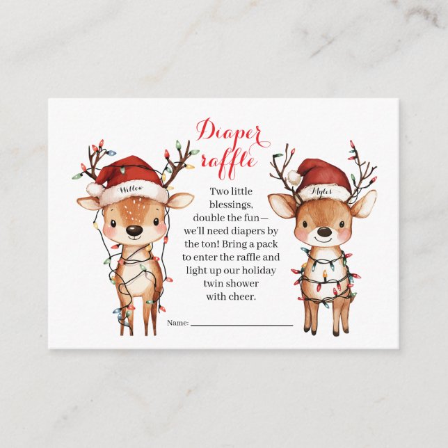 Twins Holiday Lights Diaper Raffle Card (Front)