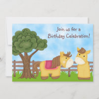 Twins Horse Birthday Invite ~ Twin Girl and Boy